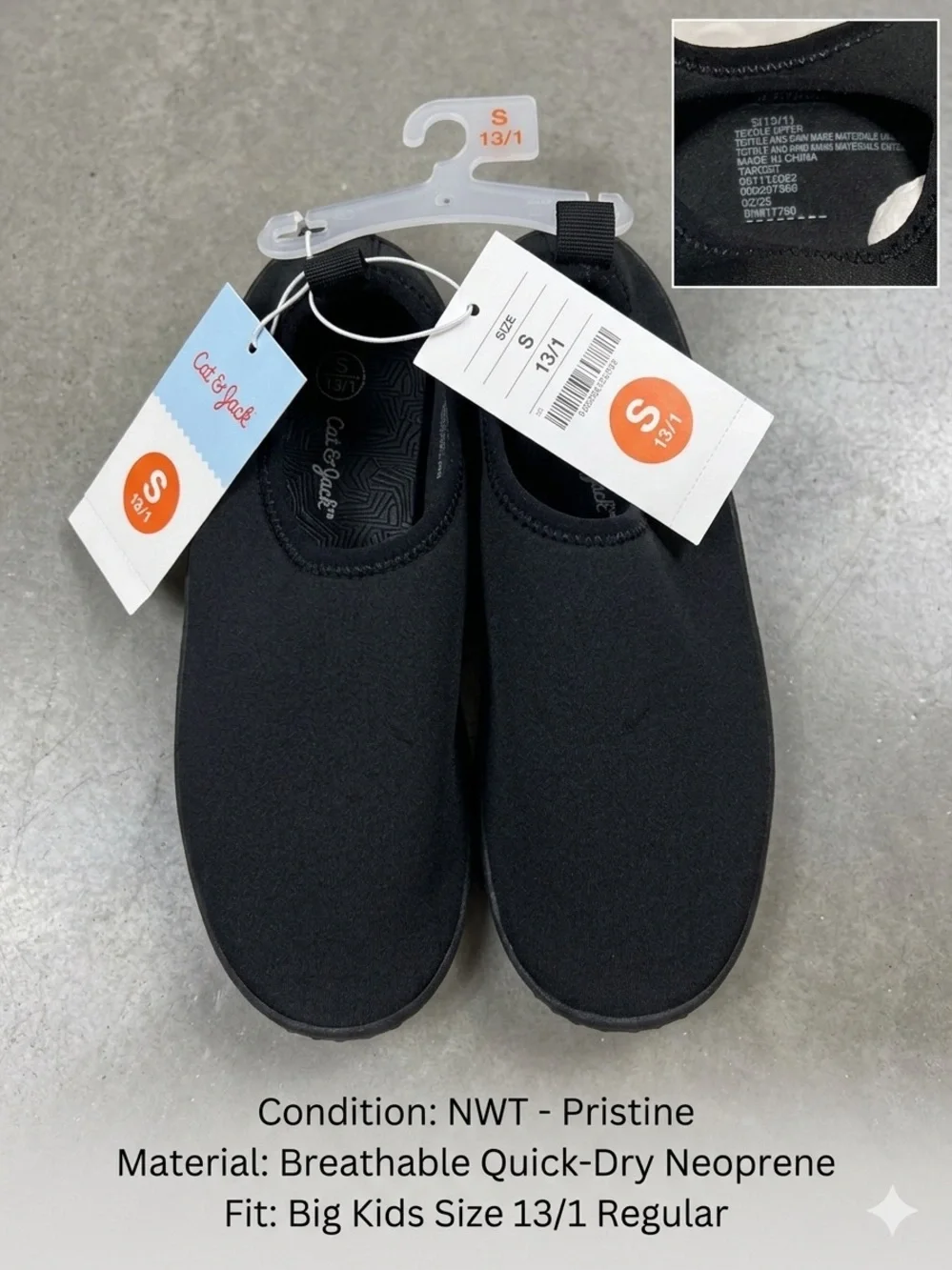 Cat & Jack Black Slip-On Neoprene Water Shoes